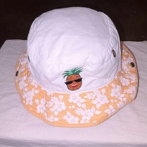 Nantucket Buckets White Orange Floral Bucket Hat Pineapple Sunglasses Cotton